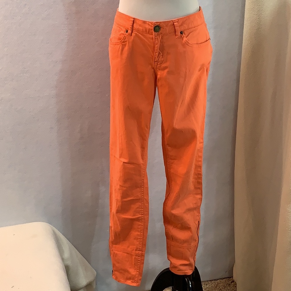 Peachy Orange Zipper Skinny Pants